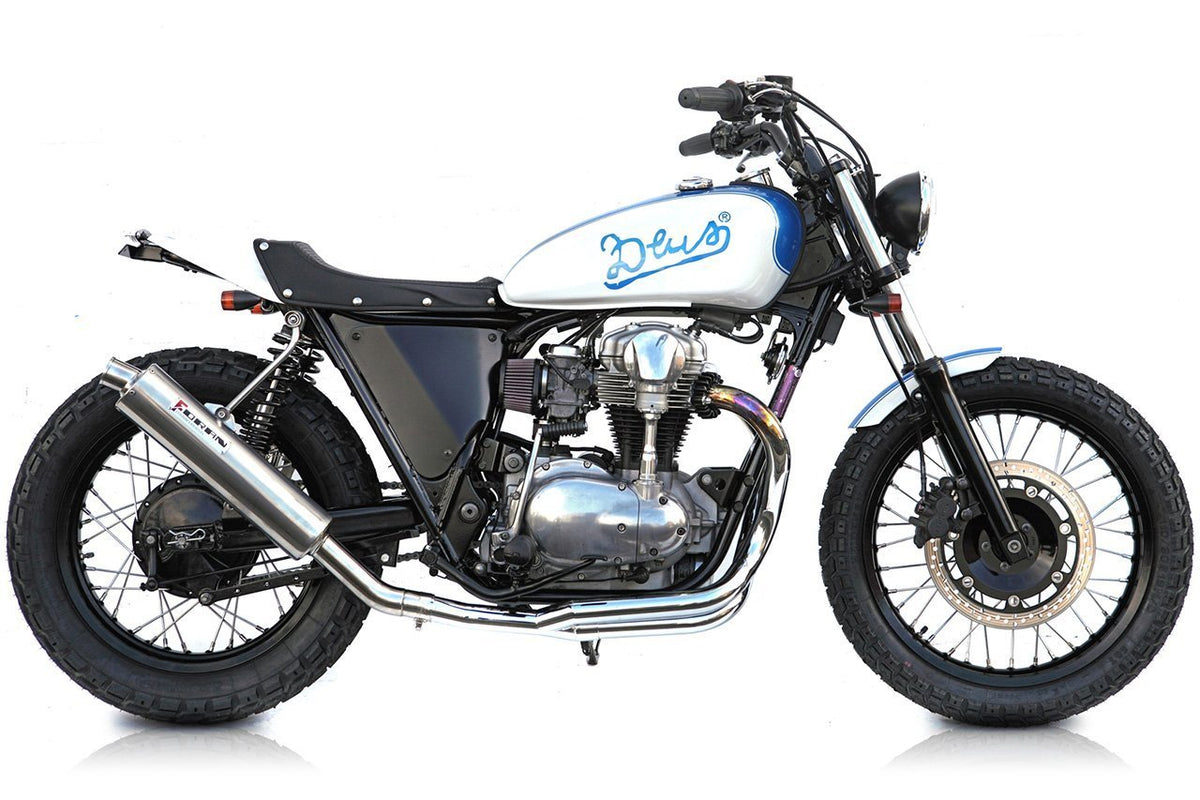 Blue & White W650 Street Tracker – Deus Ex Machina Australia
