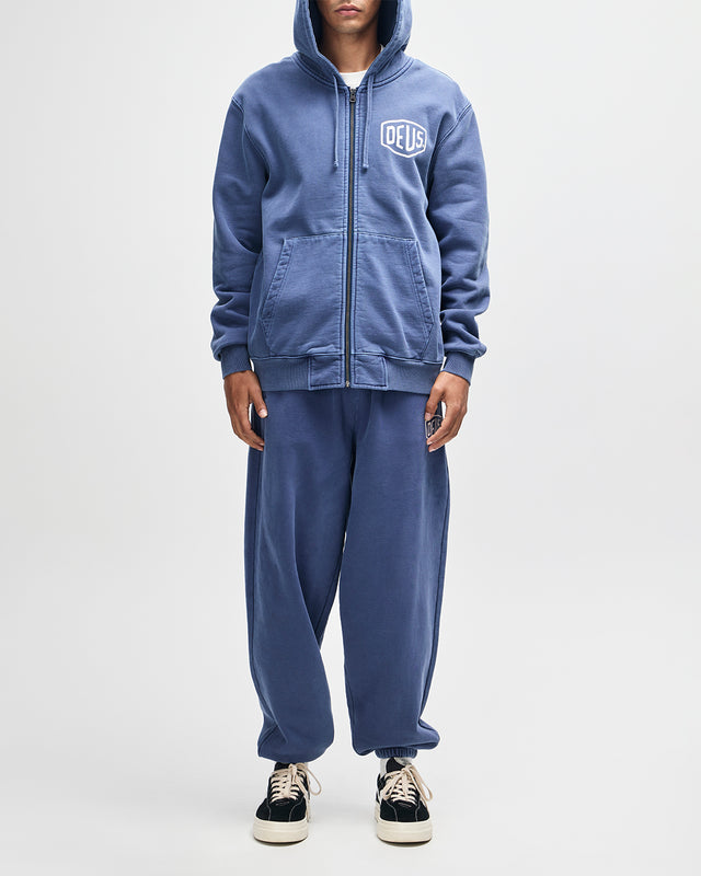 Shield Garment Dyed Zip Hoodie - Mechanic Blue