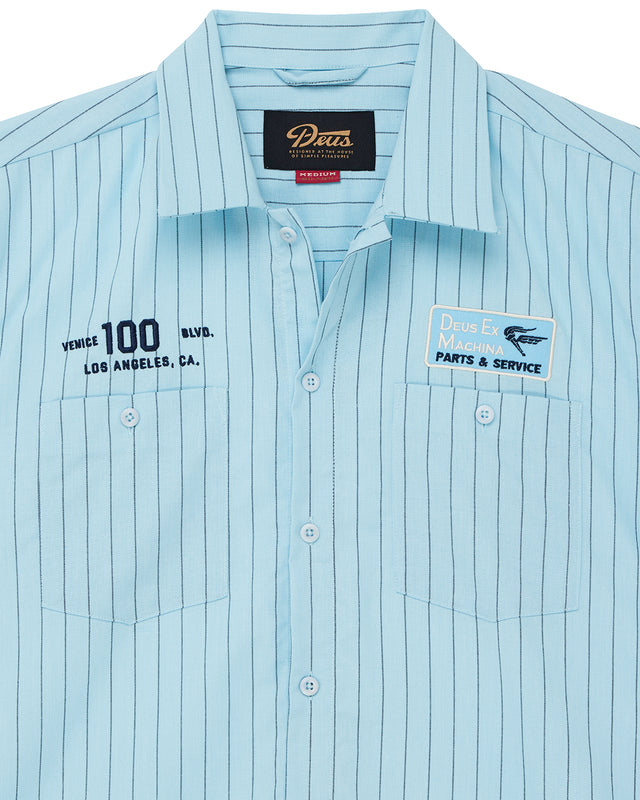 Forecourt Stripe Shirt - Sky Blue