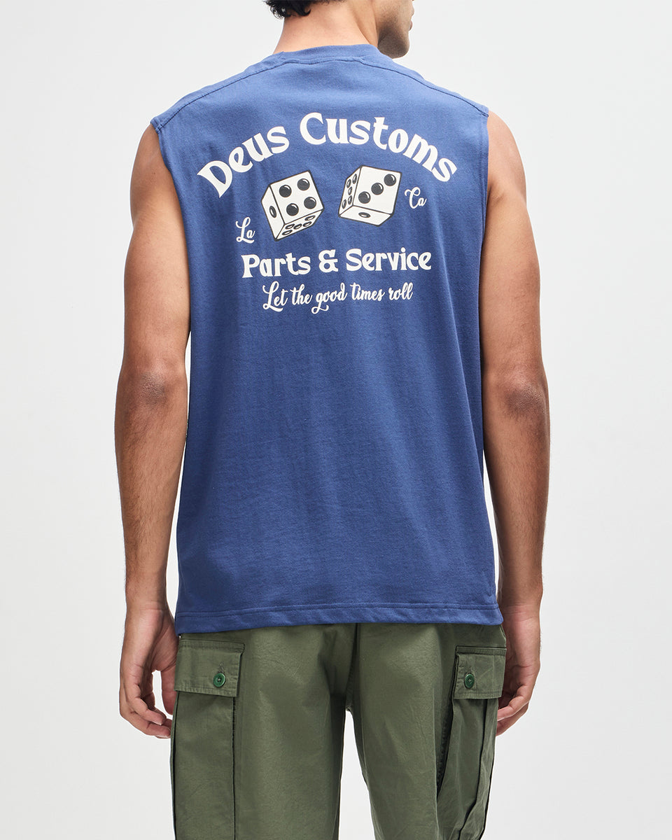 Muscle Tops | Deus Ex Machina | Knucklebones Muscle - Mechanic Blue ...