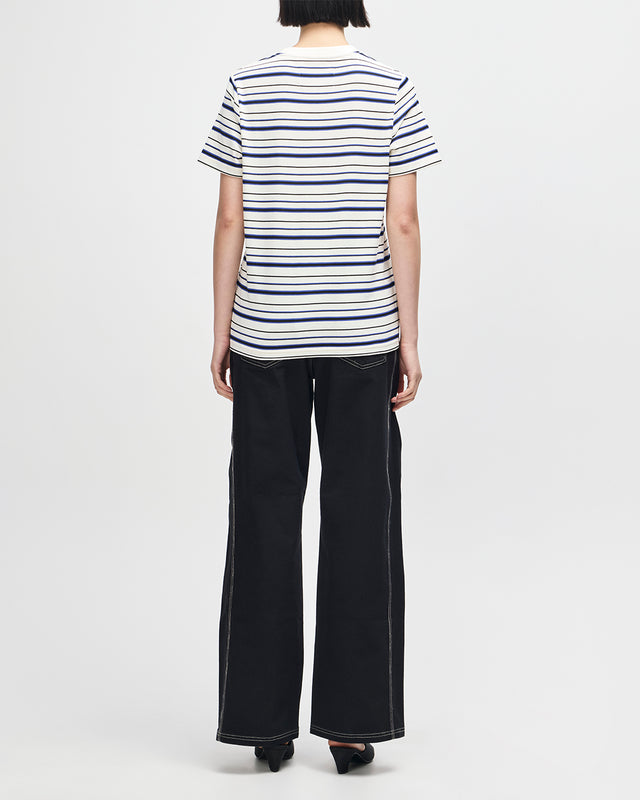 Pierre Stripe Tee - Cream-Blue