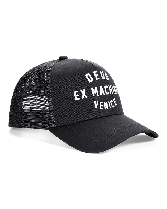 Venice Address Trucker Black Studio Front View 