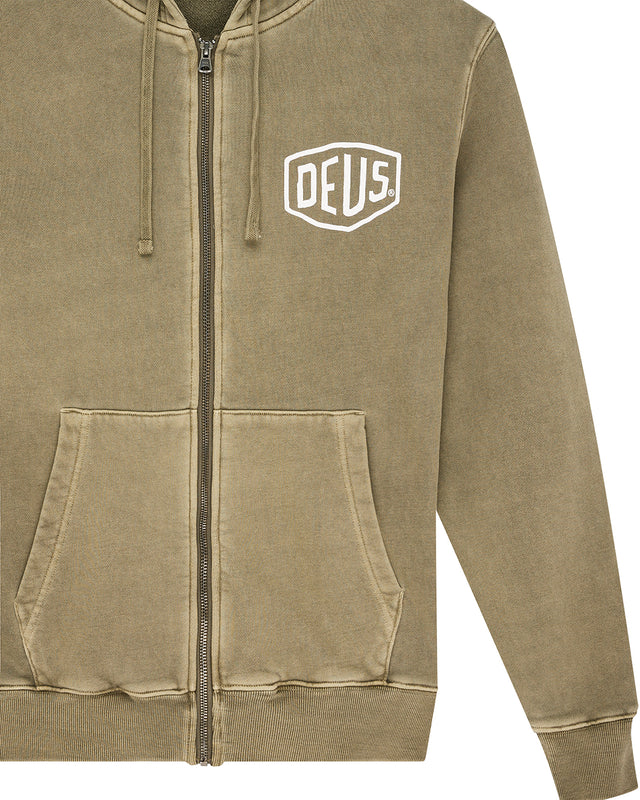 Shield Gd Zip Hoodie - Olive Green