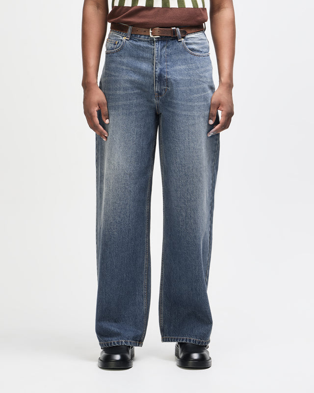 Drift Line Wide Jean - Mid Indigo