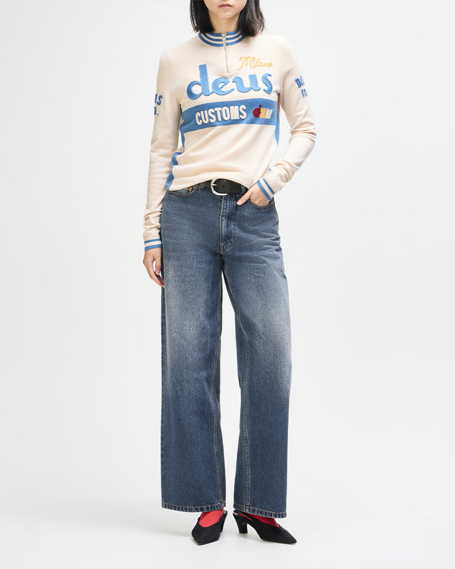 Drift Line Wide Jean - Mid Indigo