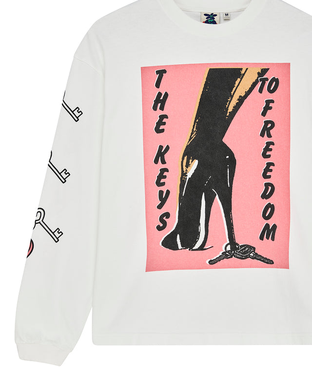 Locket Os Ls Tee - Vintage White
