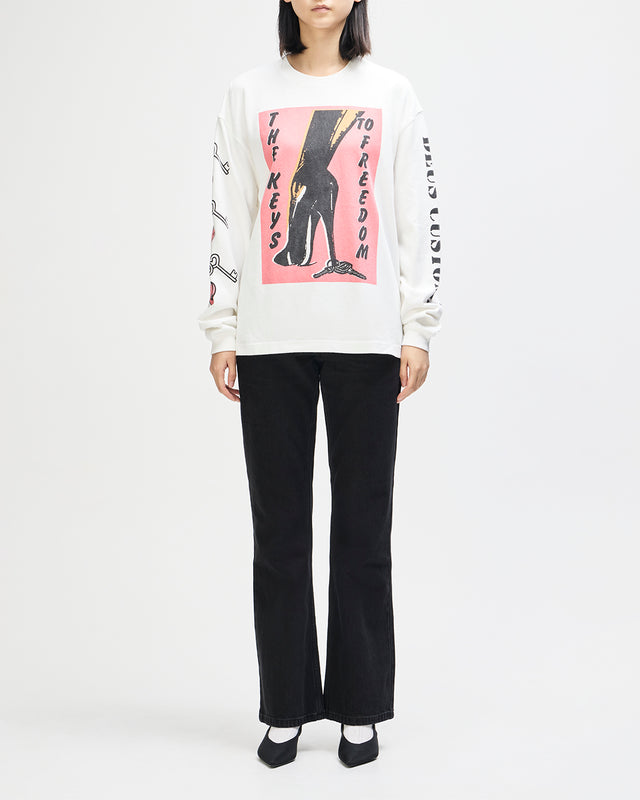 Locket Os Ls Tee - Vintage White