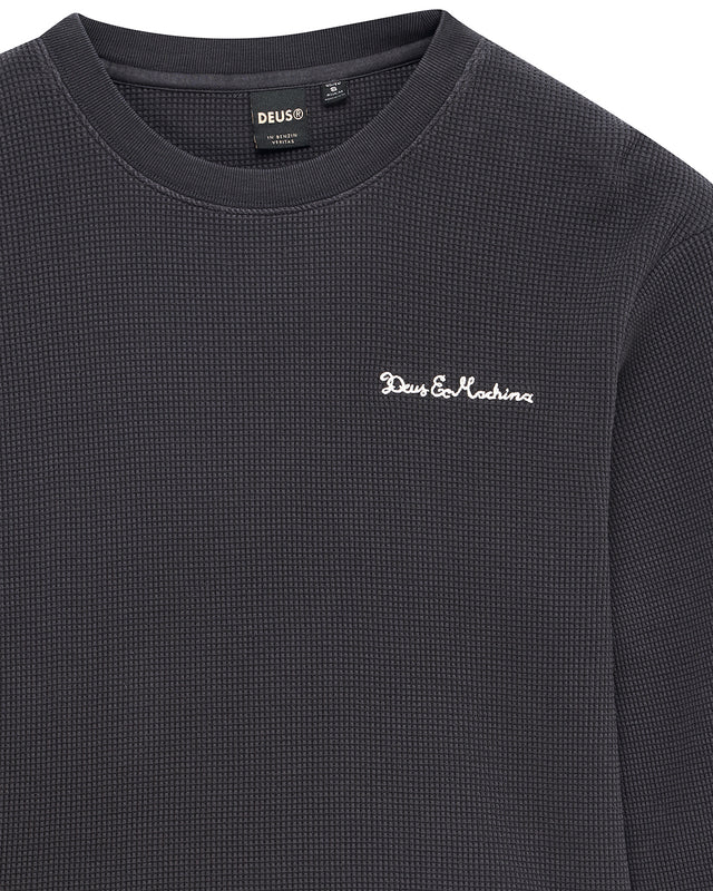 Washed Waffle LS Top - Anthracite Grey