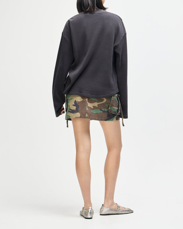 Washed Waffle LS Top - Anthracite Grey