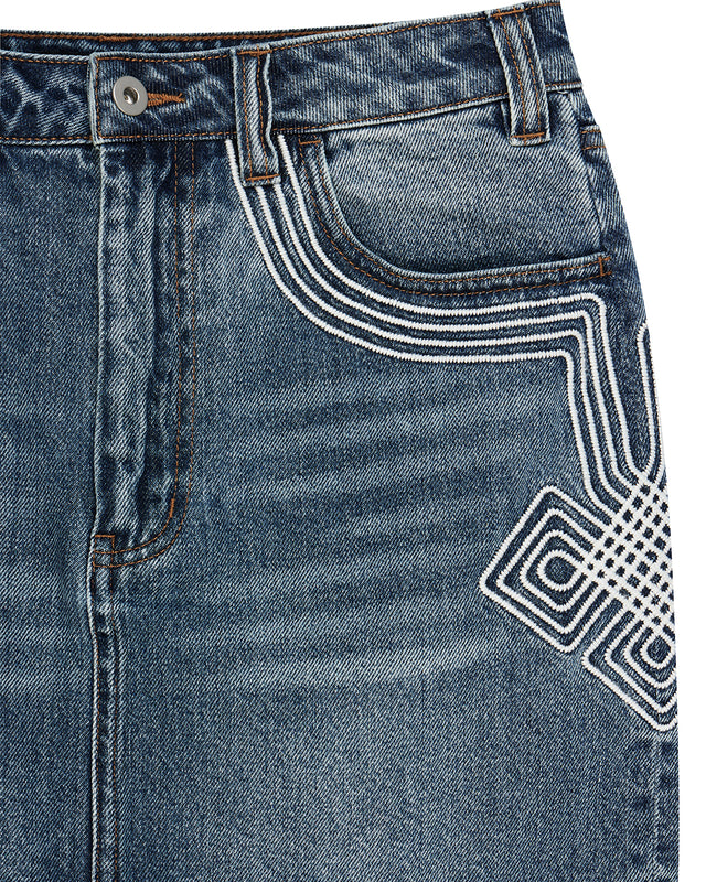 Bonham Embro Skirt - Indigo