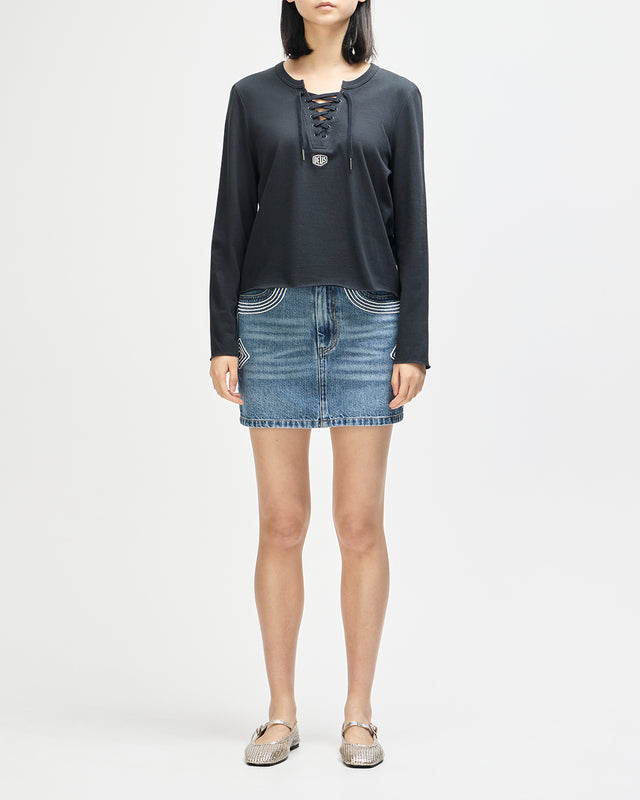 Bonham Embro Skirt - Indigo