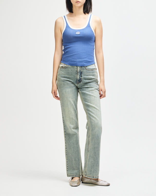 June Pointelle Shield Tank - Pageant Blue