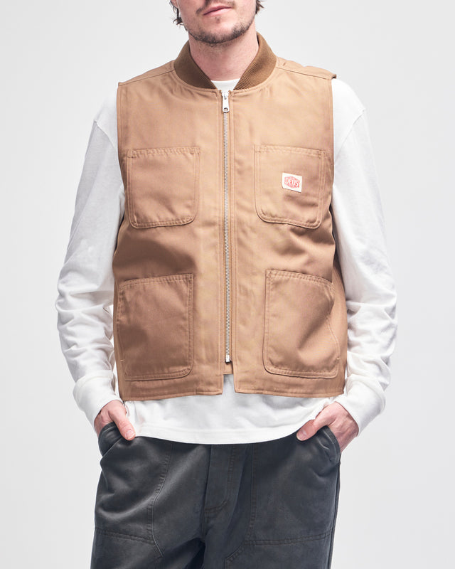 Irving Padded Vest - Camel Brown
