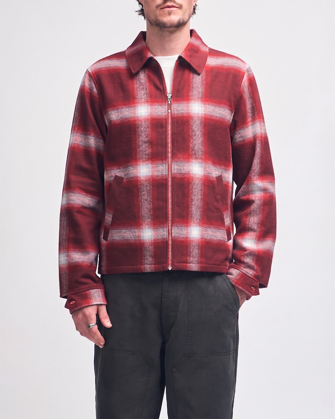Jackets | Deus Ex Machina | Frances Checkered Jacket - Ruby Red