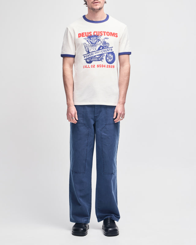 Power! Ringer Tee - Dirty White