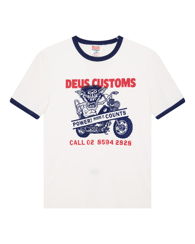 Power! Ringer Tee - Dirty White
