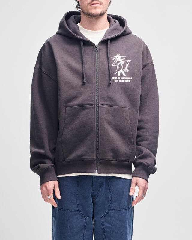 Clock It Zip Hoodie - Anthracite