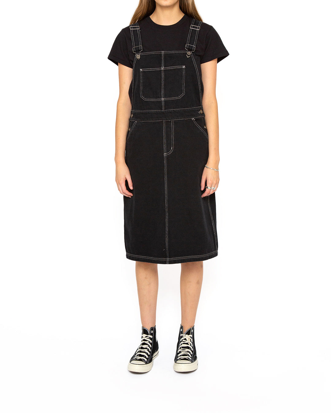 Black overall outlet dress