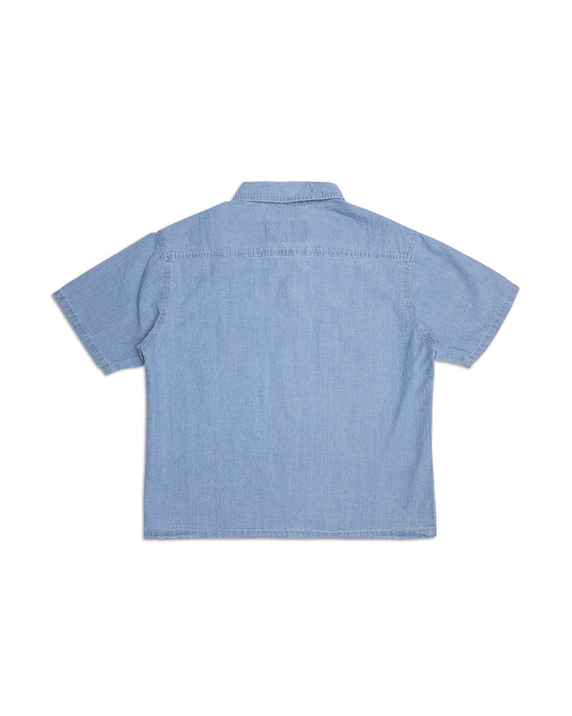 Union Cropped Shirt - Blue Chambray