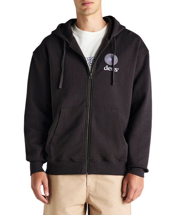 Strata Zip Hoodie - Anthracite (Lilac Print)