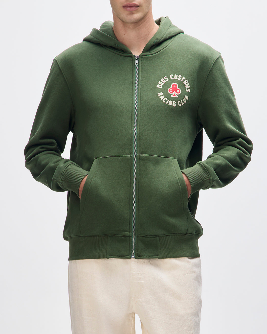 Fleece| Deus Ex Machina |Basto Zip Hoodie - Cypress Green