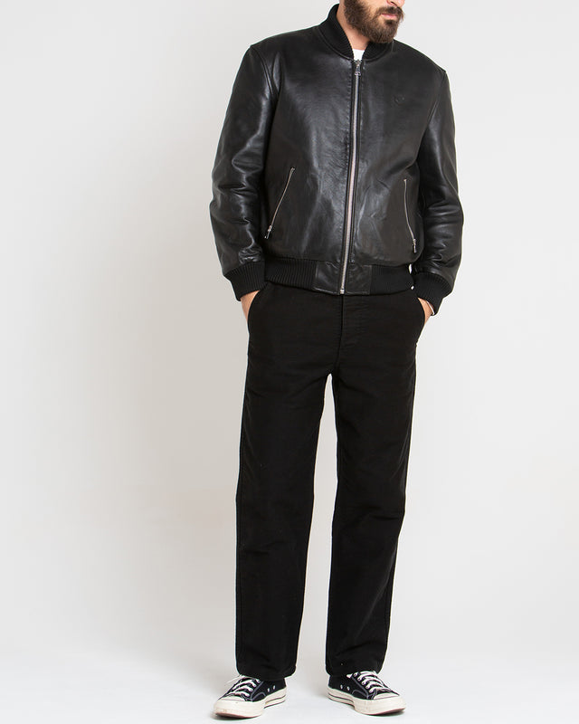 Thunder Leather Bomber - Black