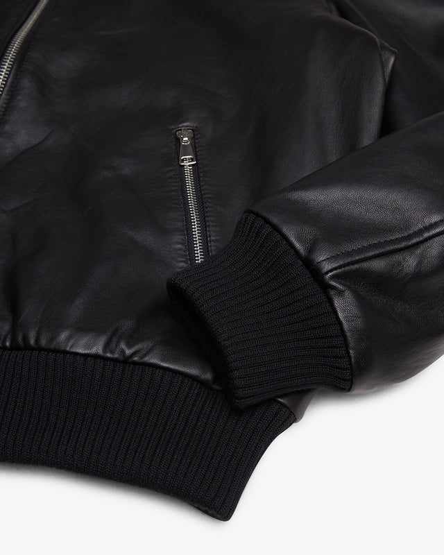 Thunder Leather Bomber - Black