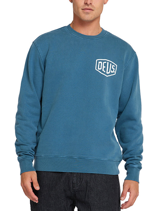 Garment Dyed Shield Crew - Atlantic Deep