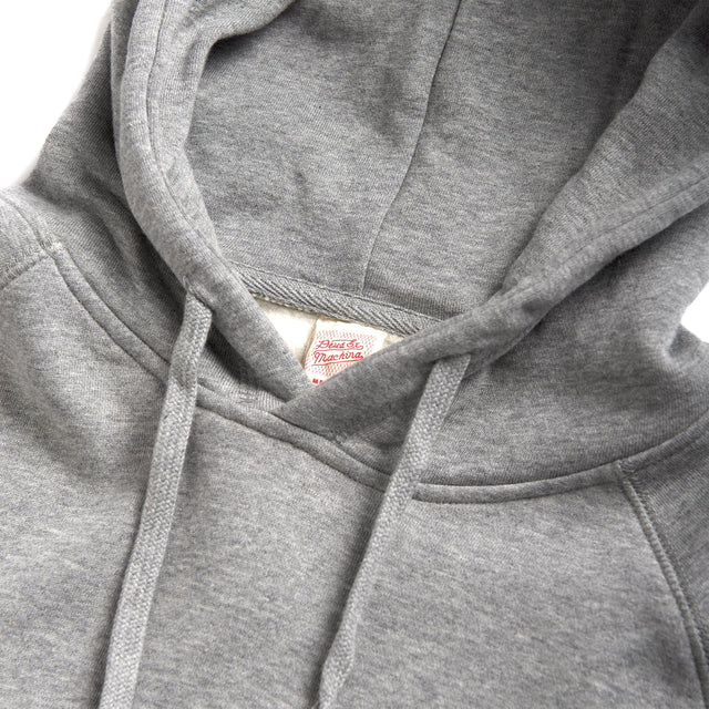 Grey regular fit classic raglan hoodie with chest art and address back print, 380gm oe 100% cotton brushed back fleece fabrication with a garment wash