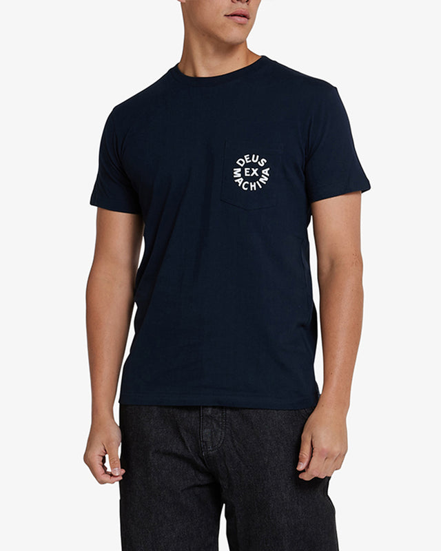 Deus Pocket Logo Tee - Navy