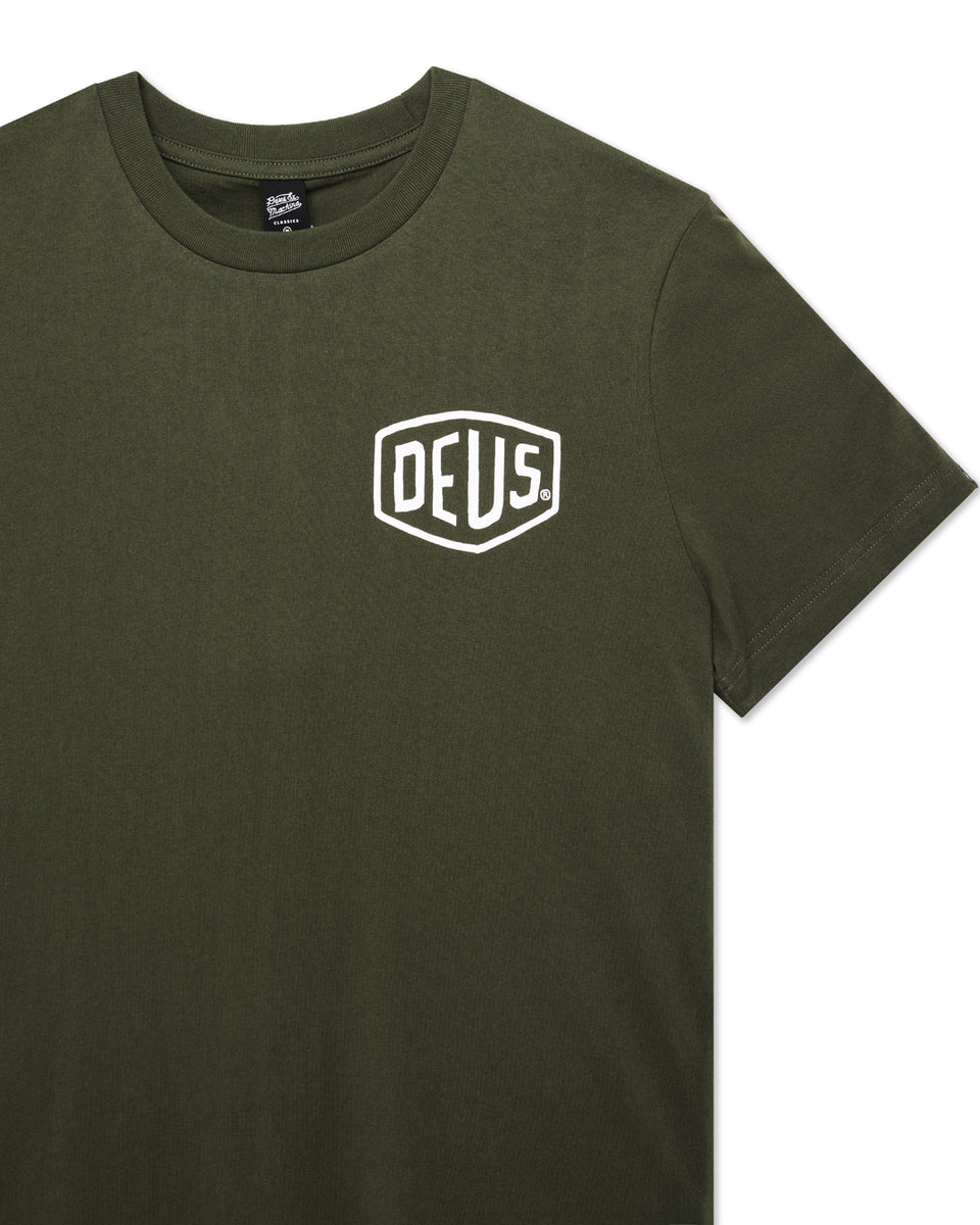 T-shirt Deus Biarritz Address Tee - Coton Gris, Coupe Régulière, Logo Motard