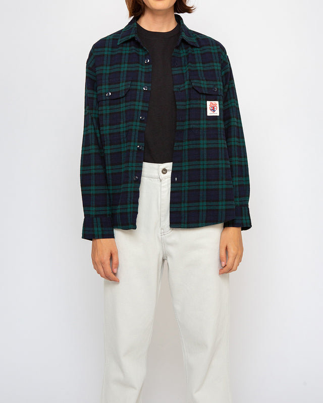 Flannel Check Shirt (Oversized fit) - Green Check